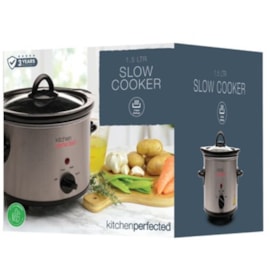 Kitchenperfected 1.5Ltr Round Slow Cooker - Stainless Steel Kitchenperfected 1.5Ltr Round Slow Cooker - Stainless Steel
