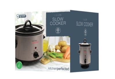 Kitchenperfected 1.5Ltr Round Slow Cooker - Stainless Steel