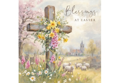 Ling Easter Floral Cross In Countryside Scene Ling Easter Floral Cross In Countryside Scene