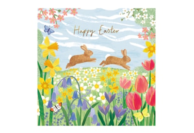 Ling Design Two Bunnies Hopping In Meadow Card (EIIA0163)