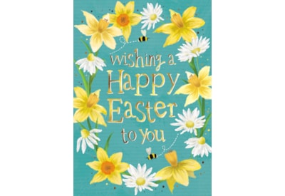 Ling Daffs & Daisies Wreath Easter Card Ling Daffs & Daisies Wreath Easter Card