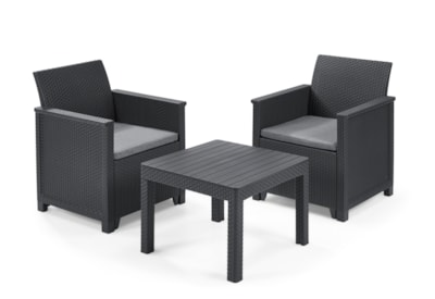 Keter Emma 2 Seater Balcony Set - Graphite Keter Emma 2 Seater Balcony Set - Graphite