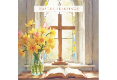 Ling Easter Daffodil Bouquet With Cross In Church Ling Easter Daffodil Bouquet With Cross In Church