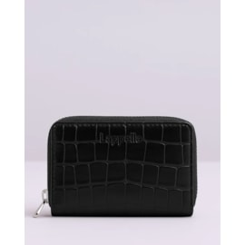 Lappella Eva Small Zip Round Purse In Black Croc Valentino Leather 14-17 Lappella Eva Small Zip Round Purse In Black Croc Valentino Leather 14-17