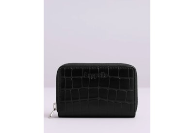 Lappella Eva Small Zip Round Purse In Black Croc Valentino Leather 14-17 Lappella Eva Small Zip Round Purse In Black Croc Valentino Leather 14-17