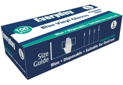 Everyday Blue Vinyl Gloves Powder Free 100's Large (RY05057)