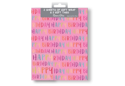 Simon Elvin Happy Birthday Wrap 2 Sheets & Tags Simon Elvin Happy Birthday Wrap 2 Sheets & Tags