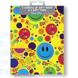 Simon Elvin Smiley Wrap 2 Sheets & Tags Simon Elvin Smiley Wrap 2 Sheets & Tags
