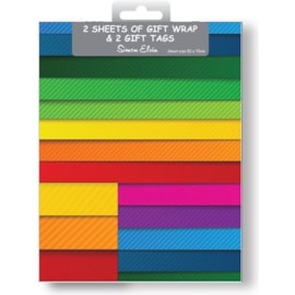 Simon Elvin Multi Stripe Wrap 2 Sheets & Tags (2556)