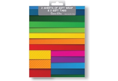 Simon Elvin Multi Stripe Wrap 2 Sheets & Tags (2556)