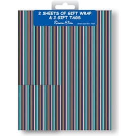 Simon Elvin Designer Stripe Wrap 2 Sheets & Tags (2562)