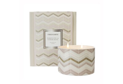 Fired Earth Multi Wick Candle Darjeeling & Damask Rose Large