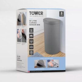Tower Curved Sensor Bin Grey 50Lt Tower Curved Sensor Bin Grey 50Lt