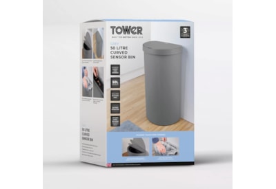 Tower Curved Sensor Bin Grey 50Lt
