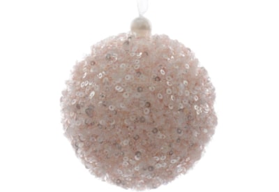 Foam Bauble With Sequins Blush Pink (456119)