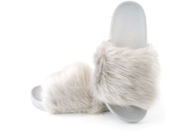Ks Ladies Fur Sliders Grey (FT1901)