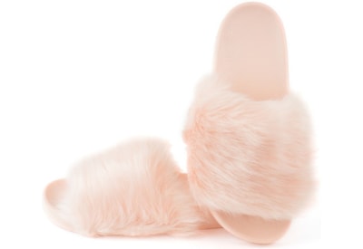 Ks Ladies Fur Sliders Dusky Pink (FT1902)