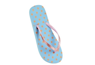 Ladies Spot Glitter Strap Flip Flops Pale Blue Ladies Spot Glitter Strap Flip Flops Pale Blue