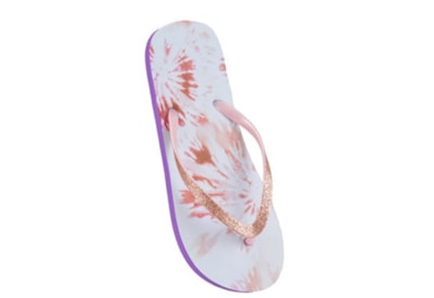 Ladies Tie Dye Print Flip Flops Orange Ladies Tie Dye Print Flip Flops Orange