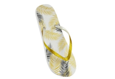 Ladies Palm Tree Flip Flops Gold Ladies Palm Tree Flip Flops Gold