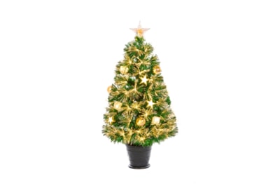 Premier Burst Fibre Optic Tree with Gold Baubles 80cm