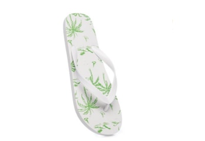 Mens Palm Tree Print Flip Flops White Mens Palm Tree Print Flip Flops White