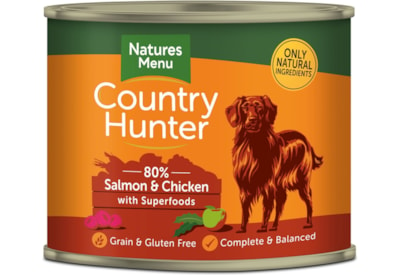 Natures Menu Country Hunter Dog Food Cans Salmon & Chicken 600g (NMCSR)