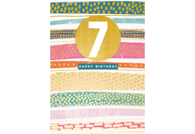 7th Birthday Card Teal Stripe (GHB399)