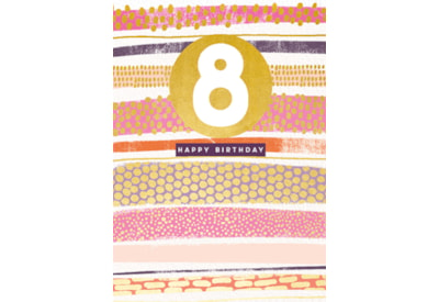 8th Birthday Card Purple Stripe (GHB401)