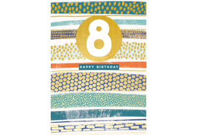 8th Birthday Card Mint Stripe (GHB402)