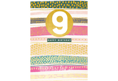 9th Birthday Card Aqua Stripe (GHB403)