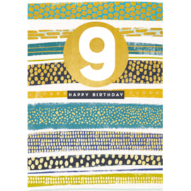 9th Birthday Card Lime Stripe (GHB404)