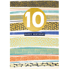 10th Birthday Card Blue Stripe (GHB406)