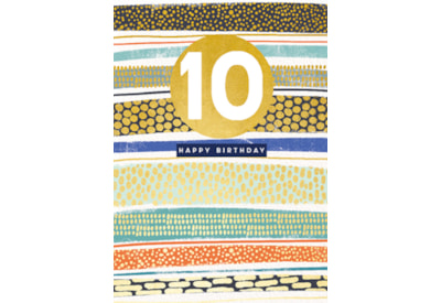 10th Birthday Card Blue Stripe (GHB406)