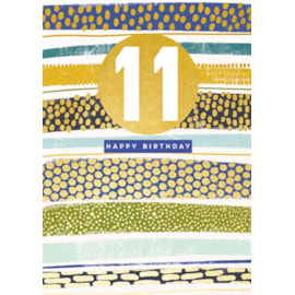 11th Birthday Card Green Stripe (GHB408)