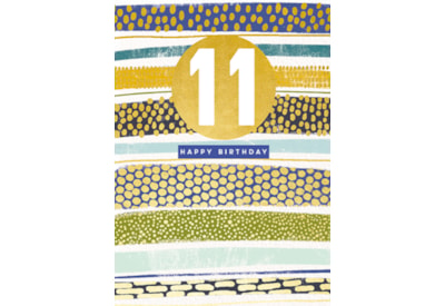 11th Birthday Card Green Stripe (GHB408)