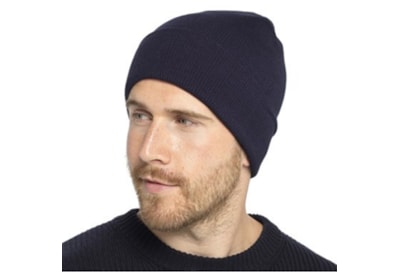 Rjm Mens Plain Knit Hat With Turn Up Navy (GL1051)