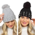 Ladies Knitted Brushed Hat With Pom Pom Ladies Knitted Brushed Hat With Pom Pom