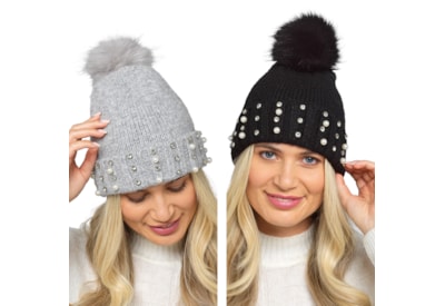 Ladies Knitted Brushed Hat With Pom Pom Ladies Knitted Brushed Hat With Pom Pom