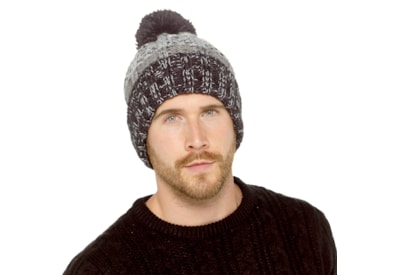 Mens Twist Yarn Cable Knit Hat w Pom Pom Mens Twist Yarn Cable Knit Hat w Pom Pom