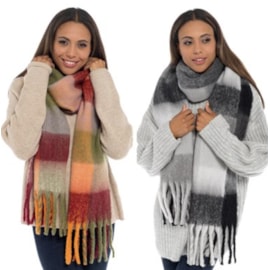 Ladies Monochrome Checked Scarf