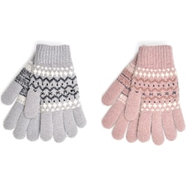rjm Ladies Fairisle Chenille Gloves Asst (GL851A)