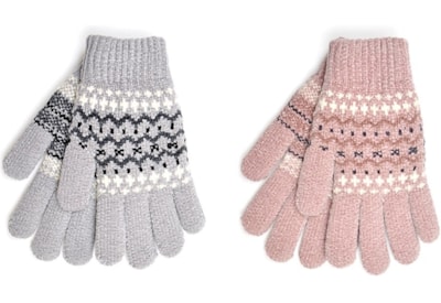 rjm Ladies Fairisle Chenille Gloves Asst rjm Ladies Fairisle Chenille Gloves Asst