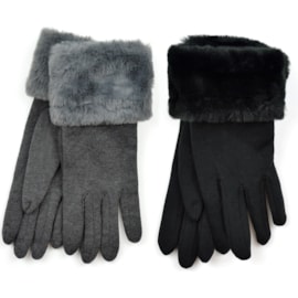 Ladies Gloves Faux Fur Cuffs Asstd (GL881)
