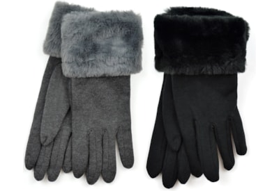 Ladies Gloves Faux Fur Cuffs Asstd (GL881)