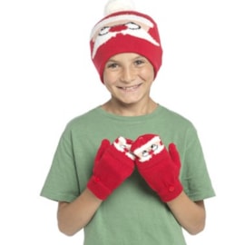 Kids Santa Hat & Mittens Set