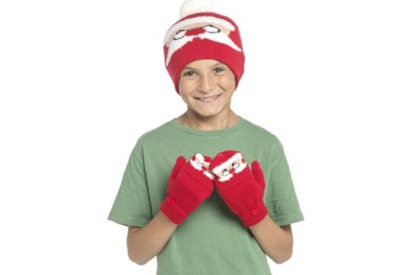 Kids Santa Hat & Mittens Set