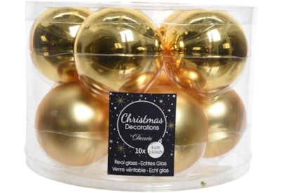 Glass Baublesx10 Light Gold 60mm Glass Baublesx10 Light Gold 60mm