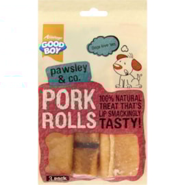 Good Boy 120mm Pork Rolls 3s 90g Good Boy 120mm Pork Rolls 3s 90g