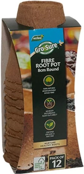 Gardman Round Fibre Pots-12 8cm (70200312)